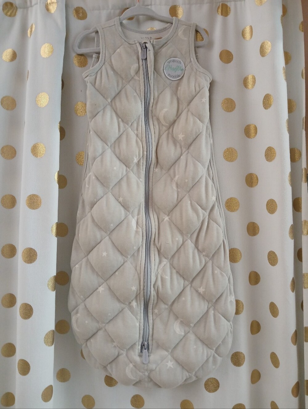 Dreamlabd Weighted Quilted Sleep Sack - Light Gray Star & Moon Print 12-24 Mo
